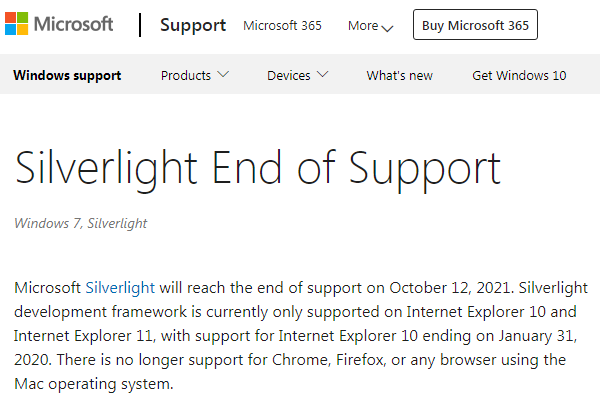 IE浏览器终结 微软将停止支持Silverlight框架